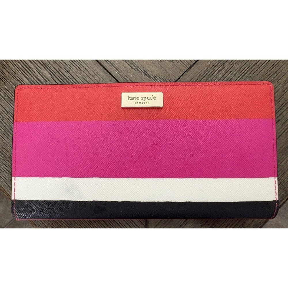 Kate Spade New York Staci Colorblock Large Slim Bifold Wallet Leather NEW NWT - Picture 1 of 7